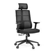 Silla de oficina profesional SPINIO PRO en negro con respaldo de malla y reposacabezas de hjh OFFICE