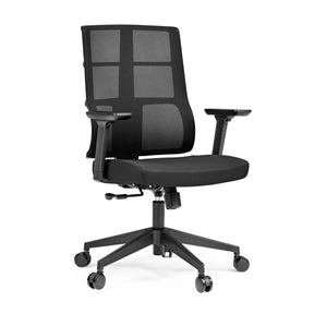 Silla de oficina profesional SPINIO negra con respaldo de malla y reposabrazos ajustables de hjh OFFICE