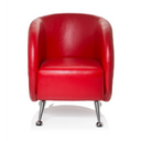 Sillón tapizada rojo ST. LUCIA con superficie brillante y cuatro patas de metal de hjh OFFICE