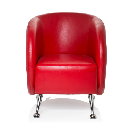 Sillón tapizada rojo ST. LUCIA con superficie brillante y cuatro patas de metal de hjh OFFICE