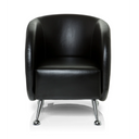 Sillón tapizado negro ST. LUCIA con funda de cuero sintético liso y cuatro patas cromadas de hjh OFFICE