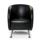 Sillón tapizado negro ST. LUCIA con funda de cuero sintético liso y cuatro patas cromadas de hjh OFFICE