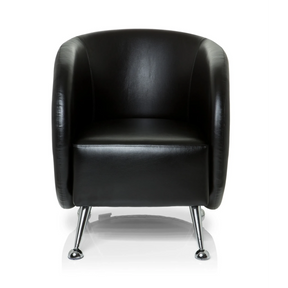 Sillón tapizado negro ST. LUCIA con funda de cuero sintético liso y cuatro patas cromadas de hjh OFFICE