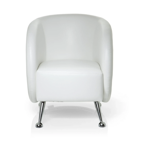 Sillón tapizado blanco ST. LUCIA con patas de metal brillantes de hjh OFFICE