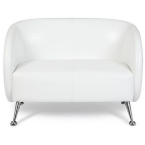 Sofá de diseño blanco ST. LUCIA de dos plazas con patas de metal brillantes de hjh OFFICE
