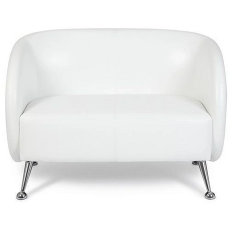 Sofá de diseño blanco ST. LUCIA de dos plazas con patas de metal brillantes de hjh OFFICE