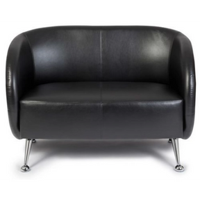 Sofá de diseño negro ST. LUCIA de dos plazas con patas de metal brillantes de hjh OFFICE