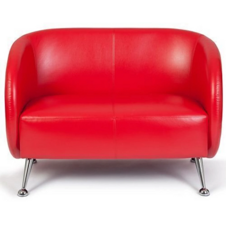 Sofá de diseño rojo ST. LUCIA de dos plazas con patas de metal brillantes de hjh OFFICE