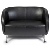 Sofá de diseño negro ST. LUCIA de dos plazas con patas de metal brillantes de hjh OFFICE