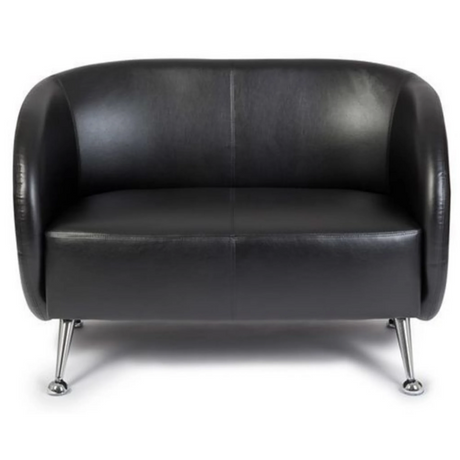 Sofá de diseño negro ST. LUCIA de dos plazas con patas de metal brillantes de hjh OFFICE