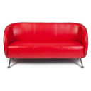 Sofá de diseño rojo ST. LUCIA de tres plazas con patas de metal brillantes de hjh OFFICE