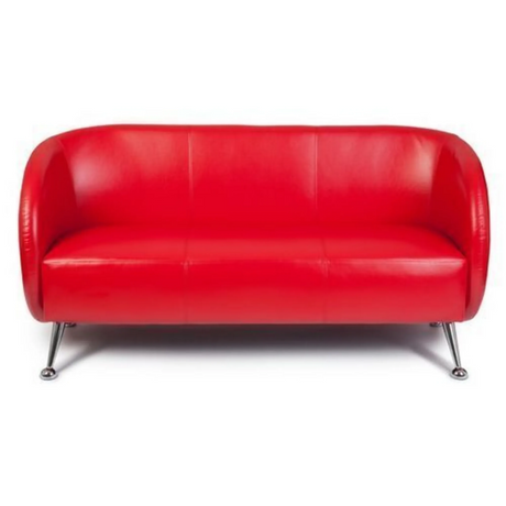Sofá de diseño rojo ST. LUCIA de tres plazas con patas de metal brillantes de hjh OFFICE