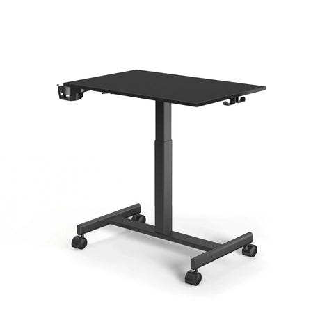 Escritorio de pie negro Stand K con tablero rectangular y cuatro ruedas de hjh OFFICE