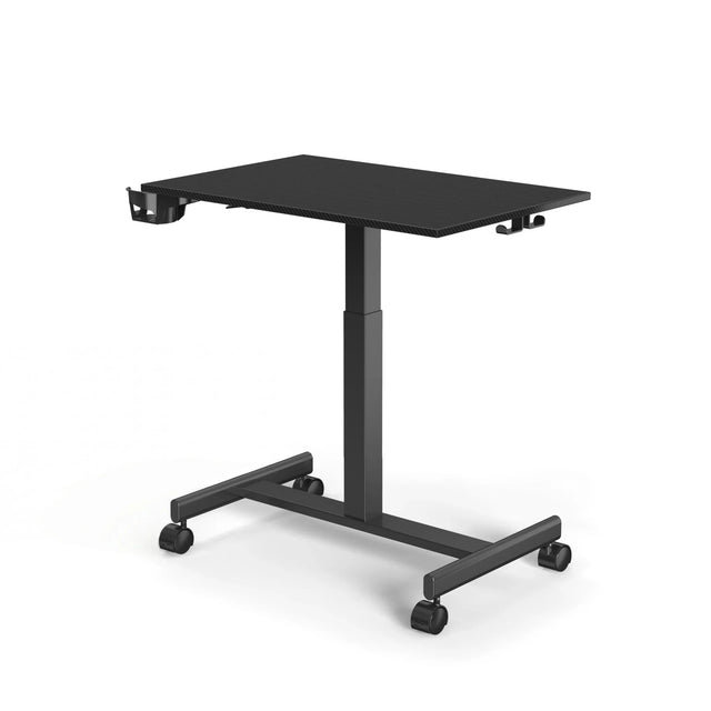 Escritorio de pie negro Stand K con tablero rectangular y cuatro ruedas de hjh OFFICE