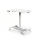 Escritorio de pie blanco Stand K con una superficie cuadrada y cuatro ruedas de hjh OFFICE