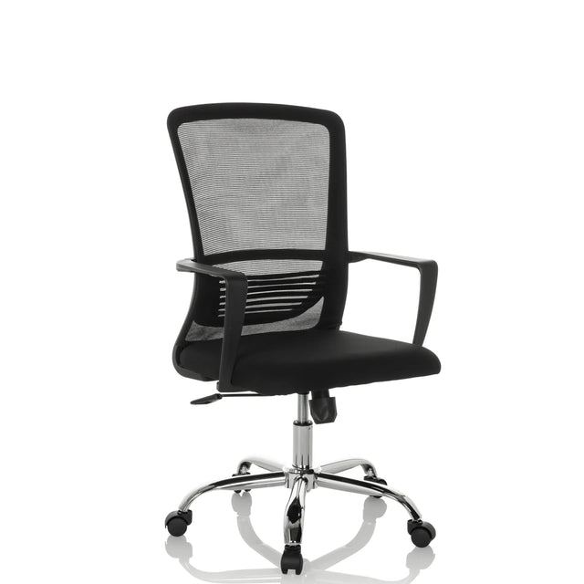 Silla Home Office STAR-TEC S en negro con respaldo de malla y base brillante de hjh OFFICE