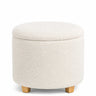 Taburete tapizado blanco Storiano S con funda de tela estructurada y patas de madera clara de hjh LIVING