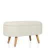 Banco blanco STORIANO con tapicería de tela estructurada y cuatro patas de madera clara de hjh LIVING