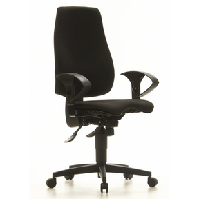 Silla de oficina profesional SYDNEY PRO negra con reposabrazos y base con ruedas de Topstar