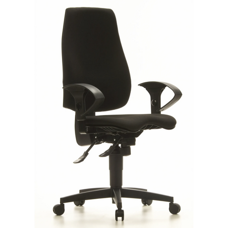 Silla de oficina profesional SYDNEY PRO negra con reposabrazos y base con ruedas de Topstar