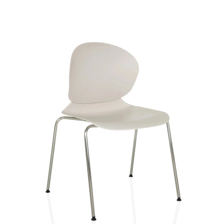 Silla de cuatro patas T36 VI blanca con respaldo redondeado y patas de metal cromado de hjh OFFICE