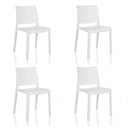 Set de cuatro sillas de exterior blancas T37 V 4 con respaldo sencillo de hjh LIVING