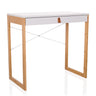 Escritorio TAROLO II con tablero blanco, un cajón y estructura de bambú de hjh LIVING