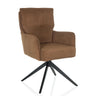 Silla tapizada marrón TARUGO con funda de pana y base en estrella negra de hjh LIVING
