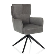 Silla tapizada gris TARUGO con funda de pana y estructura negra de cuatro patas de hjh LIVING