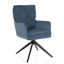 Silla tapizada azul TARUGO con funda de pana y base de estrella negra de hjh LIVING