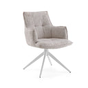 Silla de comedor Tavaro beige con tapizado de tela y base en estrella blanca de hjh LIVING