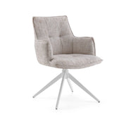 Silla de comedor Tavaro beige con tapizado de tela y base en estrella blanca de hjh LIVING