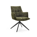 Silla de comedor Tavaro con funda de tela jaspeada verde y estructura de cuatro patas negra de hjh LIVING