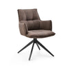 Silla de comedor Tavaro marrón con tapizado acolchado y base de estrella negra de hjh LIVING