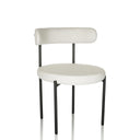 Silla tapizada blanca TEDIO con asiento redondo y patas de metal negras de hjh OFFICE