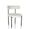 Silla tapizada blanca TEDIO con asiento redondo y patas de metal negras de hjh OFFICE
