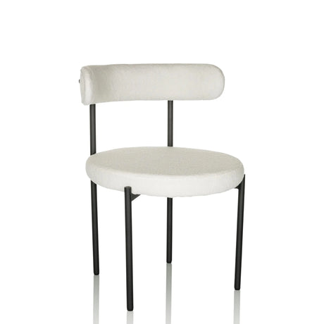 Silla tapizada blanca TEDIO con asiento redondo y patas de metal negras de hjh OFFICE