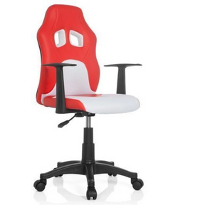 Silla giratoria para niños TEEN GAME AL en rojo y blanco con dos recortes en el reposacabezas de hjh OFFICE