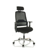 Silla de oficina profesional TERARO AX en negro con respaldo de malla, reposacabezas y base de cinco radios de hjh OFFICE