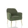 Sillón de diseño THASSOS verde con tapicería de tela estructurada y patas doradas de hjh LIVING