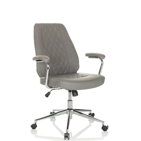 Sillón de oficina Home Office THEO I gris con costuras en el respaldo y estructura de cromo de hjh OFFICE