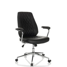 Sillón de oficina Home Office THEO I negro con respaldo acolchado y estructura de cromo de hjh OFFICE