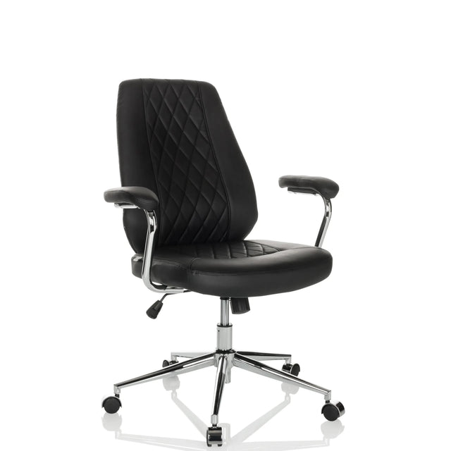 Sillón de oficina Home Office THEO I negro con respaldo acolchado y estructura de cromo de hjh OFFICE