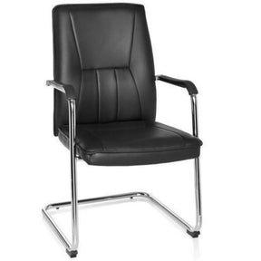 Silla de viga voladiza TILA negra con elementos cromados brillantes y reposabrazos de hjh OFFICE