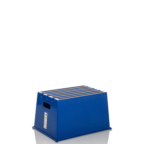 Taburete bajo TIO-E1 azul con tiras antideslizantes en la superficie y asa lateral de hjh OFFICE