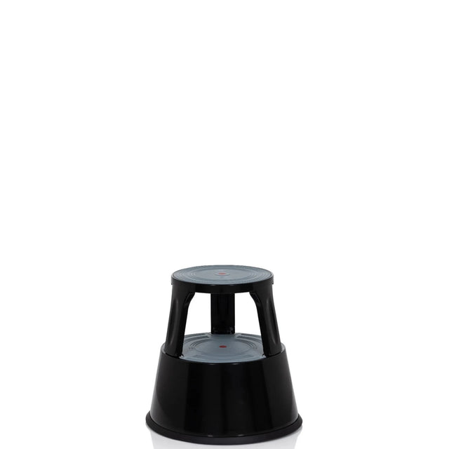 Taburete bajo TIO-M II negro con dos peldaños y superficies redondas de hjh OFFICE