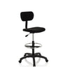 Silla de mostrador TOP WORK 05 negra con respaldo, aro reposapiés y base con ruedas de hjh OFFICE