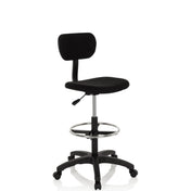 Silla de mostrador TOP WORK 05 negra con respaldo, aro reposapiés y base con ruedas de hjh OFFICE