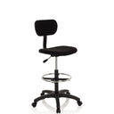 Silla de mostrador TOP WORK 05 negra con respaldo, aro reposapiés y base con ruedas de hjh OFFICE
