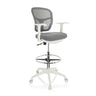 Silla de mostrador TOP WORK 108 W gris con respaldo de malla y base blanca de hjh OFFICE